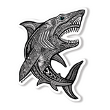 Black and White Great White Sticker