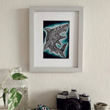 Great White Shark (B&W) Print